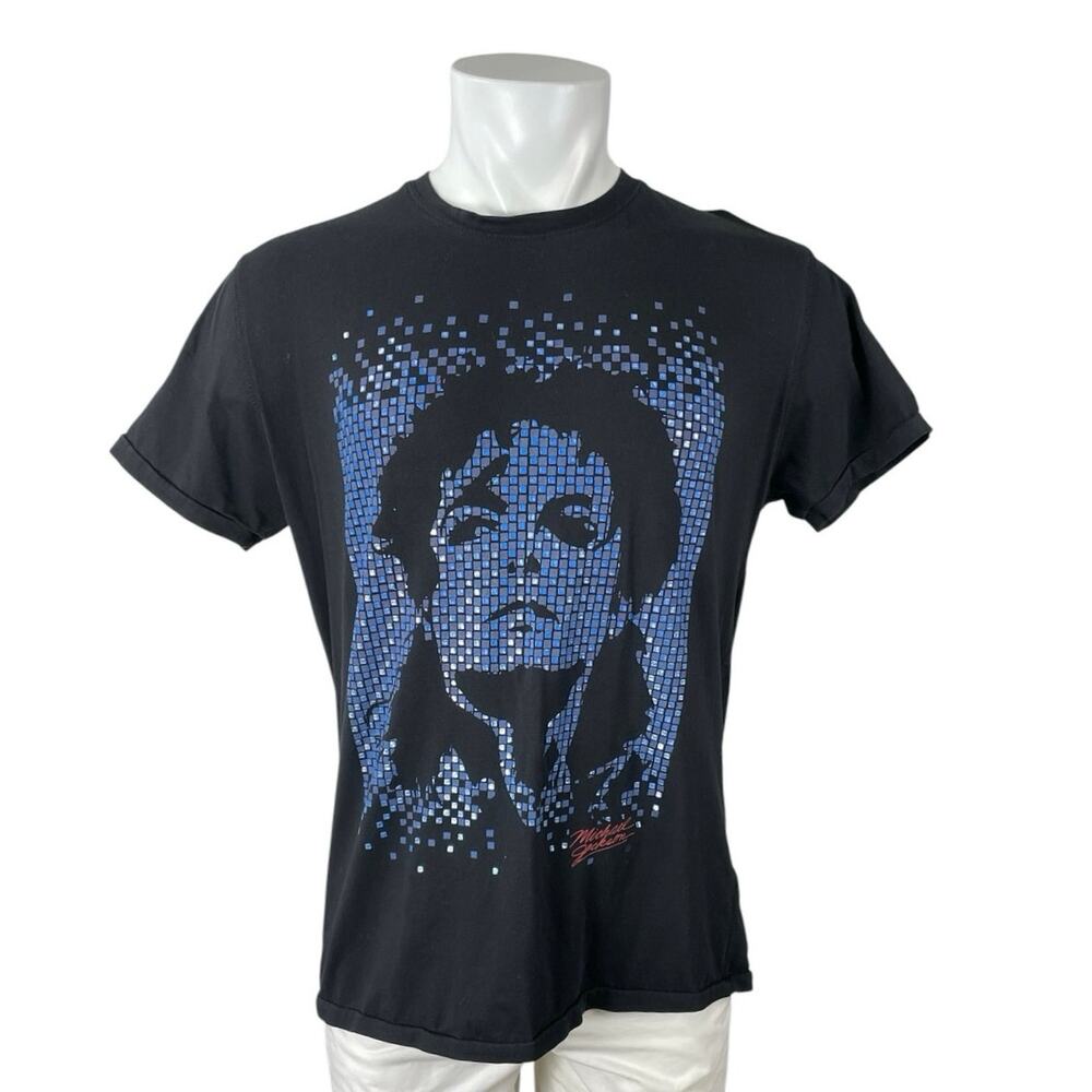 Emblem Michael Jackson King of Pop Rhinestone Portrait Graphic Tee T-Shirt Top M